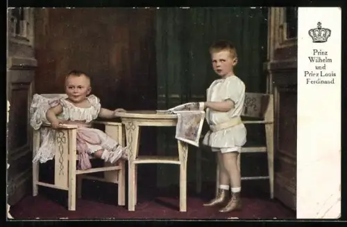 AK Prinz Louis Ferdinand und Prinz Wilhelm als Kleinkinder