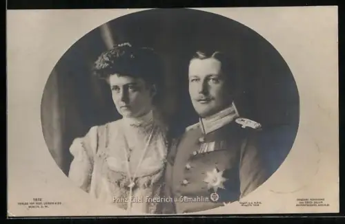 AK Prinz Eitel Friedrich von Preussen mit seiner Frau im Porträt