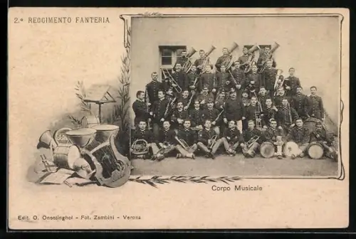 AK Corpo Musicale, 2o Reggimento Fanteria, Soldaten mit Instrumenten