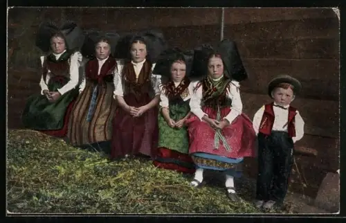 AK Mietesheim, Kinder in Elsässer Trachten