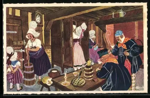 Künstler-AK Charles Homualk: La Normandie, En Famille