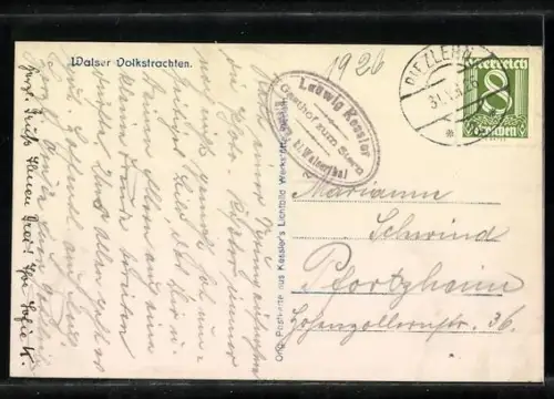 AK Frauen und Männer in Walser Volkstrachten