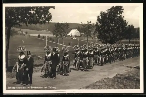 AK Sommerau / Triberg, Schäppelhochzeit in Schwarzwälder Trachten