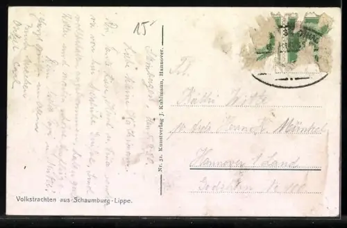 AK Kinder mit Karren in Schaumburg-Lippischer Landestracht