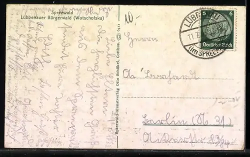 AK Lübbenau, Lübbenauer Bürgerwald mit Spreewälderinnen in Tracht im Kahn