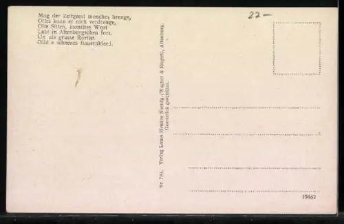 AK Familie in Altenburger Bauerntrachten vorm See