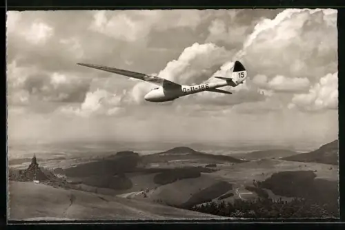 AK Wasserkuppe, Segelflieger Peters im Segelflugzeug Condor II a