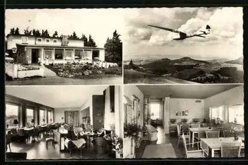 AK Wasserkuppe /Rhön, Gasthaus Peterchens Mondfahrt, Innenansicht, Segelflugzeug