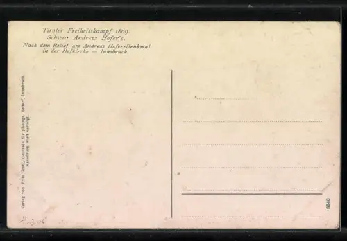 AK Szene aus dem Tiroler Freiheitskampf, der Schwur von Andreas Hofer