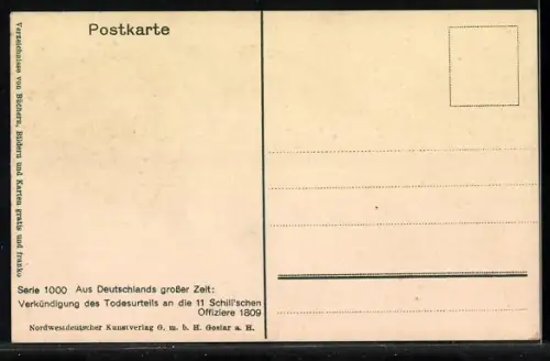 AK Verkündigung des Todesurteils an die elf Schill`schen Offiziere 1809, Befreiungskriege
