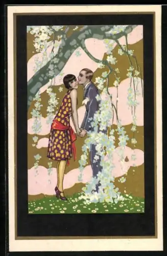 AK ein Paar unter einem blühenden Baum