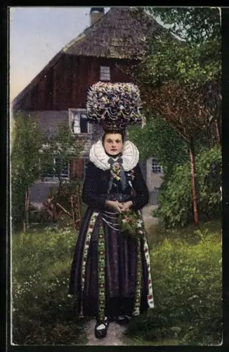 AK Schäppelmädchen von St. Georgen in hübscher Schwarzwälder Tracht