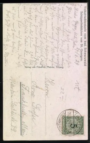 AK Schäppelmädchen von St. Georgen in hübscher Schwarzwälder Tracht