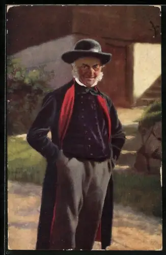 Künstler-AK H. Hoffmann: Der Dorfschulze, Portrait des Bürgermeisters