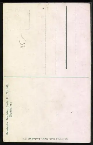 AK Junge Frau in hessischer Tracht mit Buch