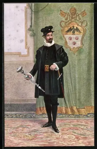 AK Vatikanstadt, Mazziere, Händler in edler Kleidung