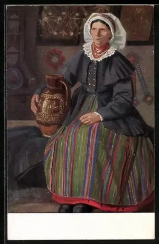 Künstler-AK sign. Fl. Piekarski: Wiejska gospodyni, Polnische Frau in Tracht
