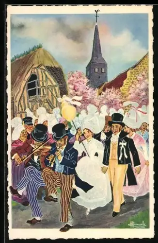 Künstler-AK Charles Homualk: Une Noce, Hochzeitsfest