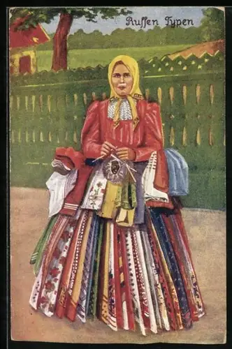 AK Russen Typen, junge Frau im Trachtenkleid