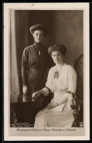 AK Portraits Kronprinzessin Cecilie und Königin Alexandra von Dänemark