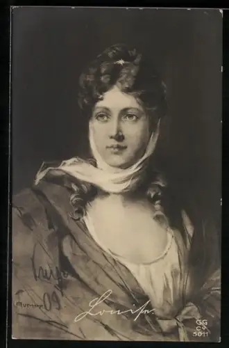Künstler-AK Portrait Königin Luise von Preussen mit Tuch