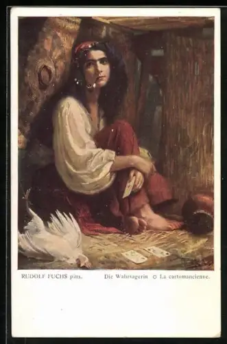 Künstler-AK Rudolf Fuchs: Wahrsagerin legt die Karten