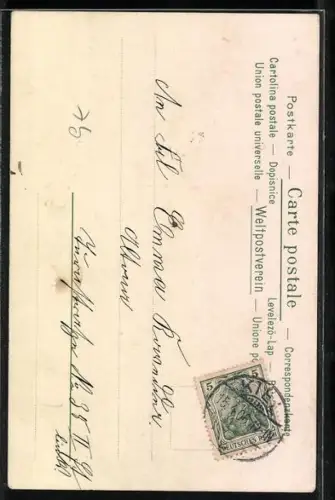 Lithographie Dame tanzt zur Musik des Fauns, Jugendstil