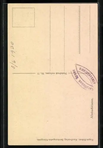 Künstler-AK Edward Harrison Compton: Almbachklamm, Brücke am Wasserfall