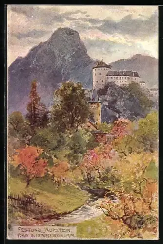 Künstler-AK Edward Harrison Compton: Bad Kienbergklam, Festung Kufstein, Herbstansicht