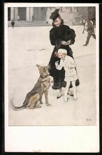 Künstler-AK Brynolf Wennerberg: Sanitätshund bittet um Spenden