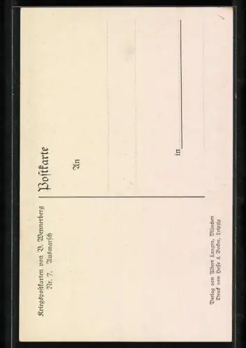 Künstler-AK Brynolf Wennerberg: Soldaten beim Ausmarsch in übermütiger Stimmung