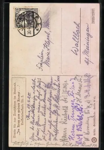 AK Im Krug zum grünen Kranze, junger Wanderer bestellt ein Glas Wein bei der Kellnerin