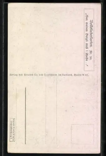 Künstler-AK A. Marussig: Mann verabschiedet sich von seiner Geliebten, vom Bergli muss i` scheide