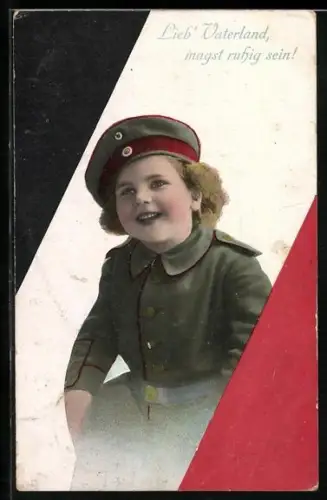 AK Kinder Kriegspropaganda, lachende Mädchen in Uniform