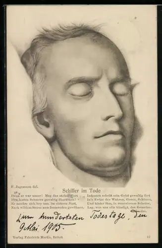 Künstler-AK Fr. v. Schiller im Tode, 100 jähriger Todestag 1905