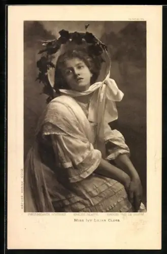AK Schauspielerin Ivy Lilian Close mit grossem Hut