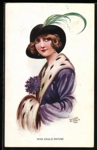 Künstler-AK Who could refuse, schöne Frau mit Hut