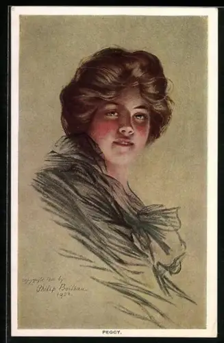 Künstler-AK Philip Boileau: Peggy, Frauenportrait
