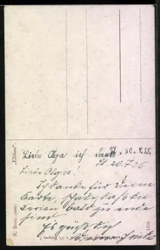 Künstler-AK R.Borrmeister: Elschen, Mädchen mit Segelboot am Meer