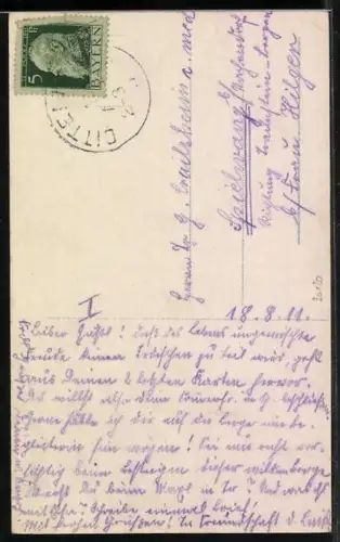 AK Buchstabe K an einer Leinwand, Frau im Kleid mit Blumenstrauss