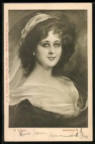 Künstler-AK Hermann Torggler: Weiblicher Studienkopf