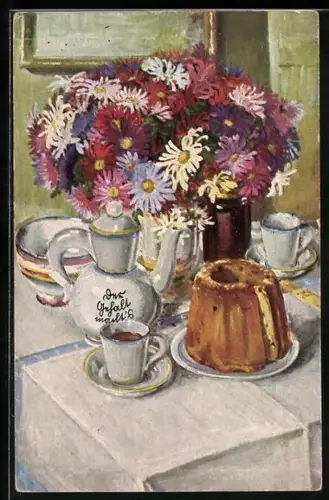 Künstler-AK Arthur Wittig: Der Kathreiner-Kaffeetisch