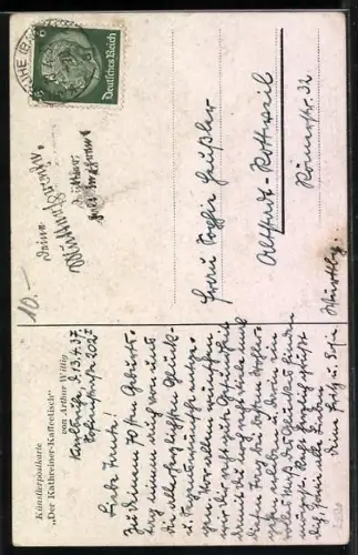 Künstler-AK Arthur Wittig: Der Kathreiner-Kaffeetisch