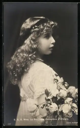 AK Mme. la Princesse Geneviève d`Orléans, Profilportrait