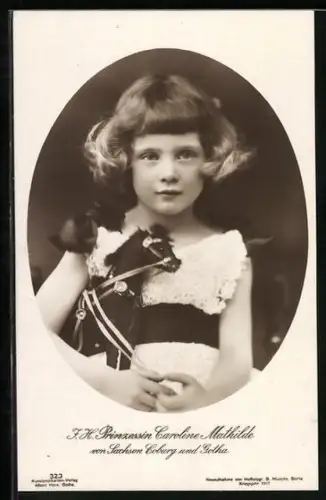 AK Kinderportrait Prinzessin Caroline Mathilde von Sachsen-Coburg-Gotha