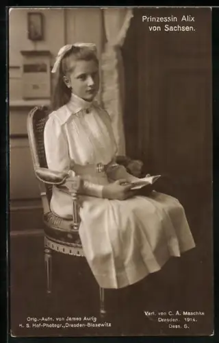 AK Portrait der Prinzessin Alix von Sachsen