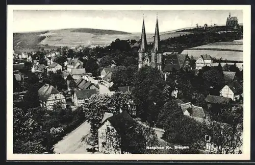 AK Netphen /Siegen, Ortsansicht mit Kirche