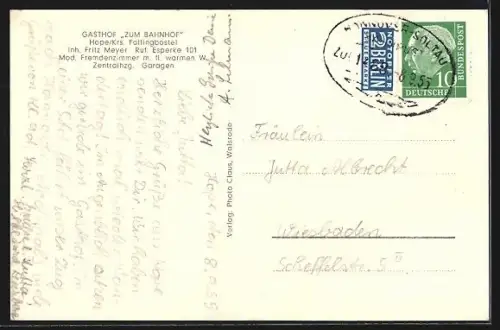AK Hope /Fallingbostel, Gasthof Zum Bahnhof, Inh. Fritz Meyer