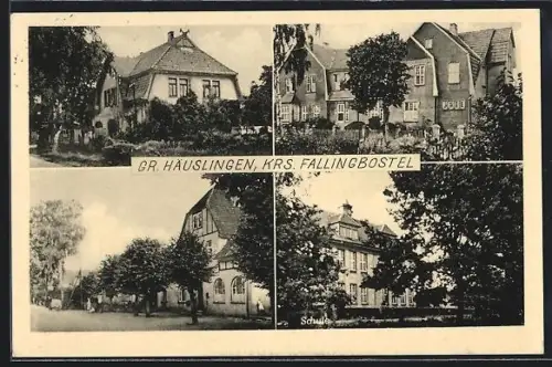 AK Gr. Häuslingen /Fallingbostel, Strassenpartie, Schule