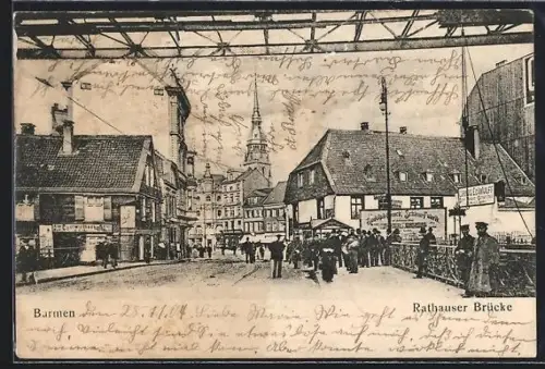 AK Barmen, Rathaus, Rathhauser Brücke